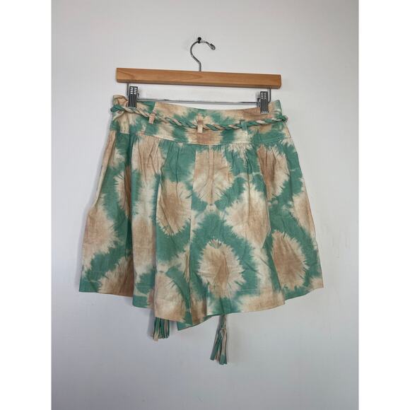 NWT Ulla Johnson Marin High Rise Green & Tan Mini Short Women's Calcite Size: 8 - Picture 7 of 8